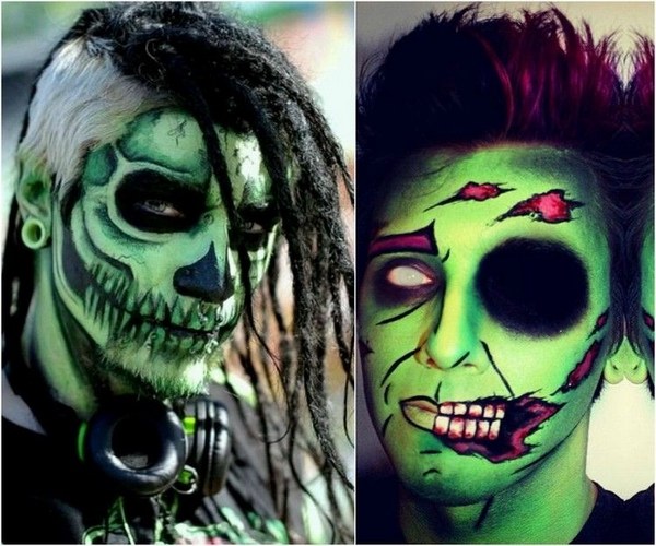 scary Halloween makeup ideas for men green skull horror makeup ideas Best-scary-Halloween-makeup-ideas-for men green skull