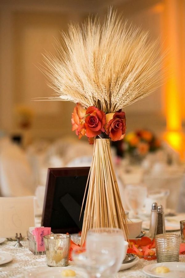 stylish fall table decorations wheat orange roses