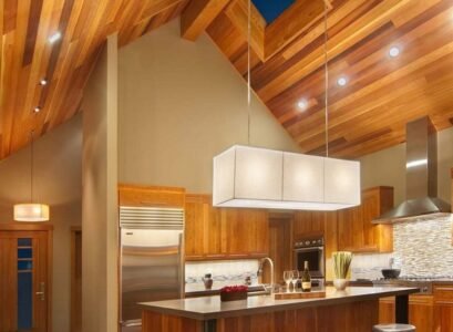 vaulted-ceiling-lighting-ideas-recessed-lighting-modern-chandelier