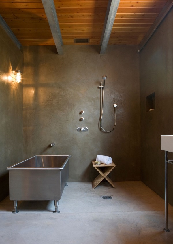 minimalist bathroom metal bathtub wall mounted shower
