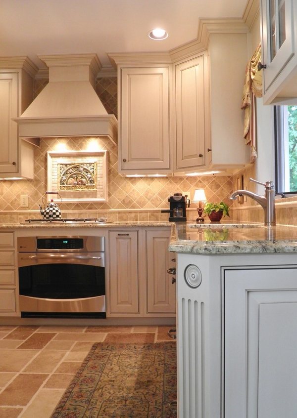 white cabinets granite countertops tile backsplash