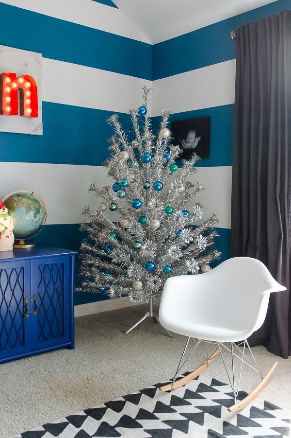 decoration ideas aluminum tree silver blue colors