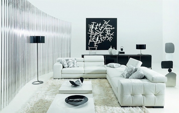 Contemporary living room idease interior white sofa setk credenza