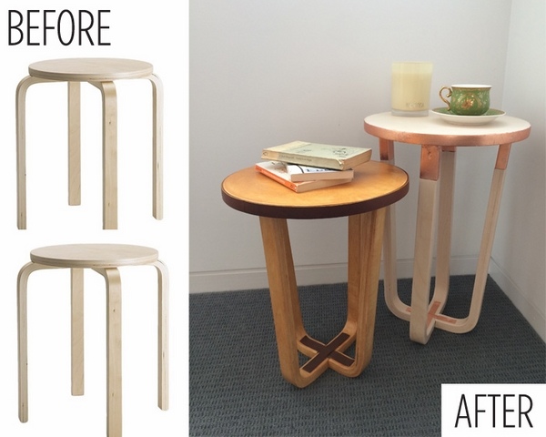 before after stool remodel side tables