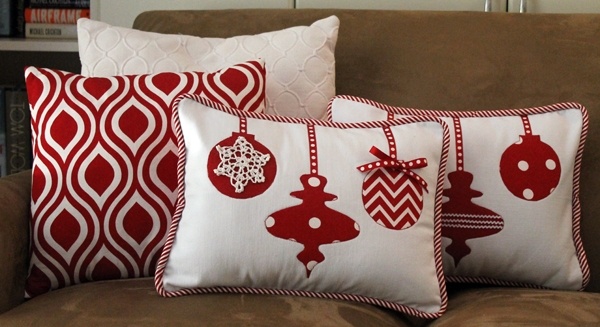 DIY idea red white decorative pillows
