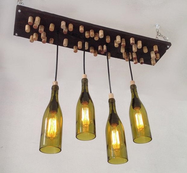 DIY wine bottle chandelier creative upcycling