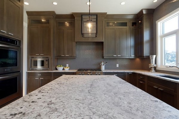 granite countertop wood cabinetslighting ideas