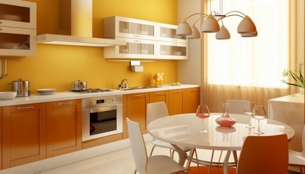 Kitchen paint color ideas gold orange cabinet fronts dining furniture