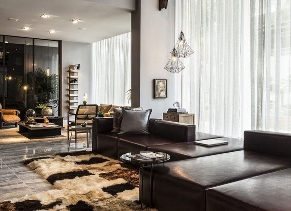 Living room design ideas in brown and beige chocolate brown sofa beige carpet