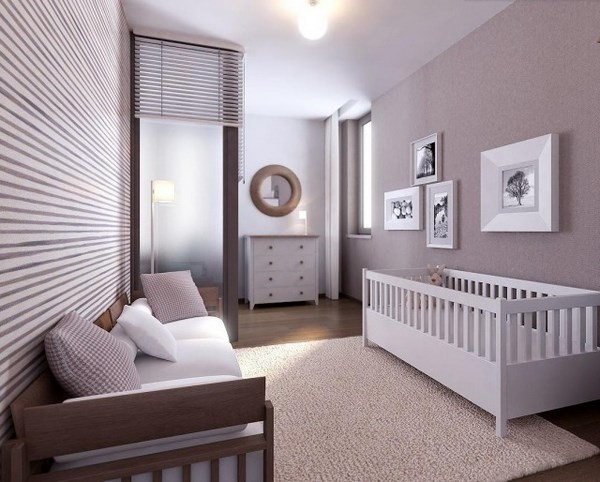 Modern baby nursery style elegant interior white furniture