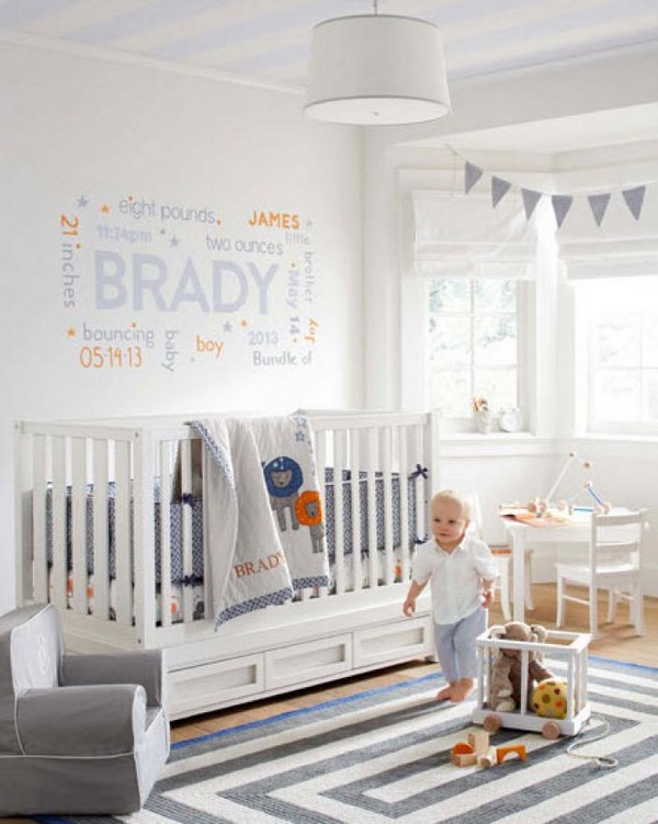 Modern baby nursery style neutral colors gray white interior design