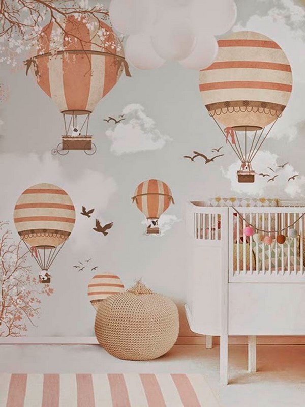 Modern-baby-nursery-style-neutral-colors-wallpaper-wall-mural-balloons