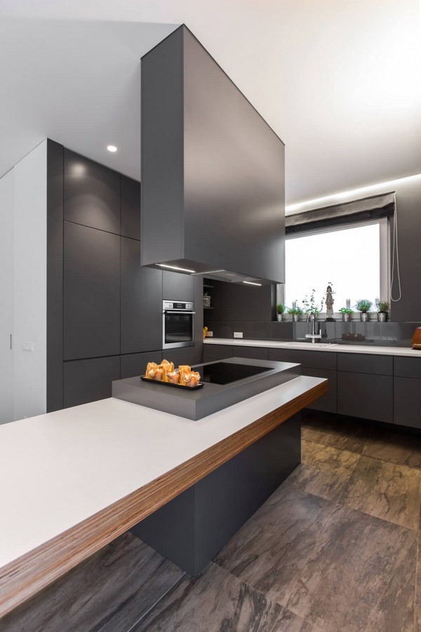 Pavilny-Residence by YCL Studio-minimalist-black-and-white-interior-design contemporary kitchen
