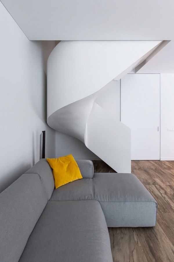 Pavilny-Residence-minimalist-black-and-white-interior-design-modern gray sofa