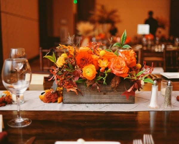 Thanksgiving 2015 table centerpiece flower box fresh flowers