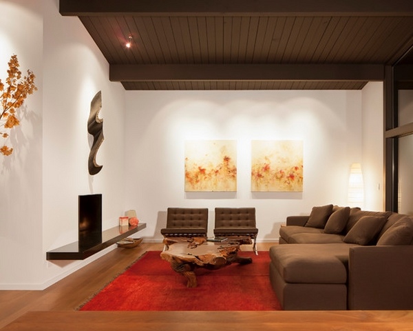 midcentury modern brown sofa
