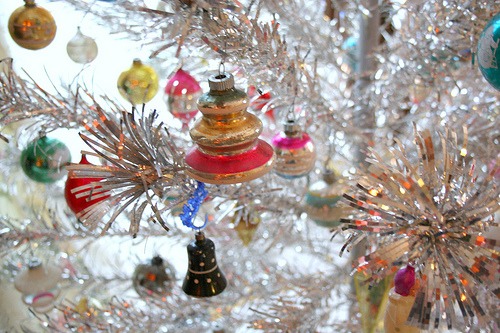 aluminum vintage tree ornaments midcentury modern