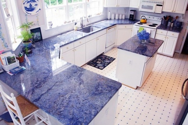 Fascinating Blue Granite Countertops In, Blue Granite Kitchen Countertops