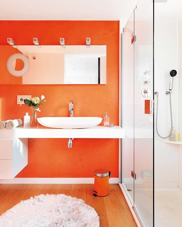 bathroom colors orange bathroom ideas chic bathroom design white sink 