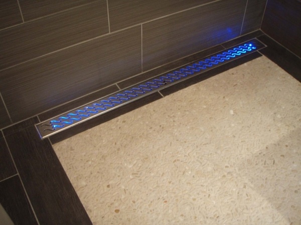 bathroom drainage ideas LED lighting