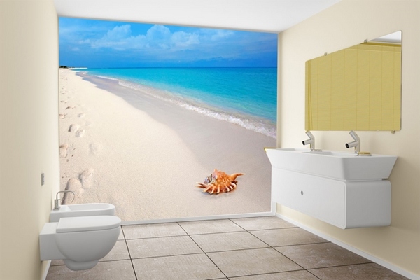 bathroom wall mural beach sea
