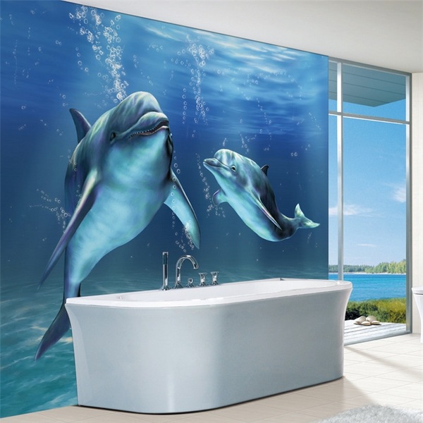 bathroom wall mural dolphins