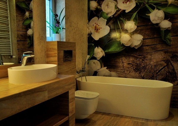beautiful bathroom decoration ideas photo wallpaper flower pattern