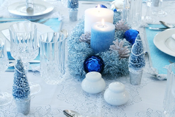  silver blue colors centerpiece ideas winter wonderland decor