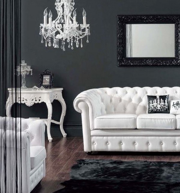 wall color sofa crystal chandelier