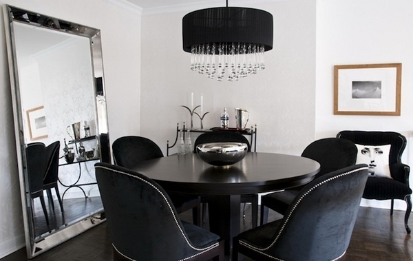 black dining room decor ideas black velvet dining chairs black chandelier 