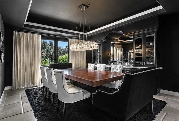 black decor ideas gorgeous dining room black wall ceiling color 