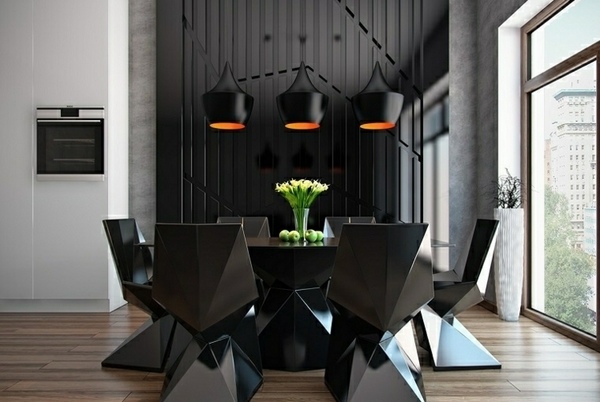 modern design black dining furniture set pendant chandelier