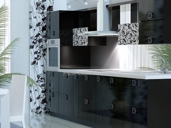 black kitchen cabinets white countertops modern ideas