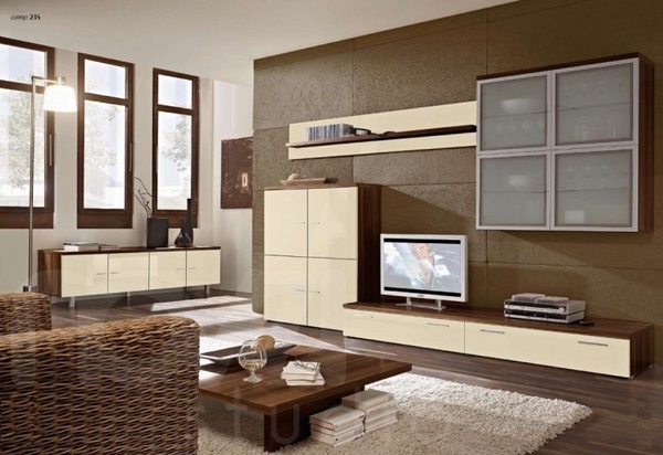 beige wall unit brown wall brown floor