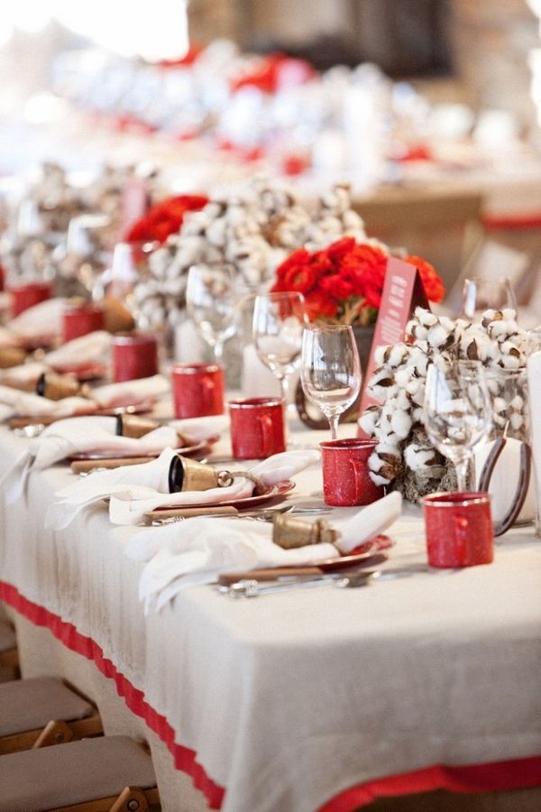 classic white red christmas festive table decoration flower arrangements