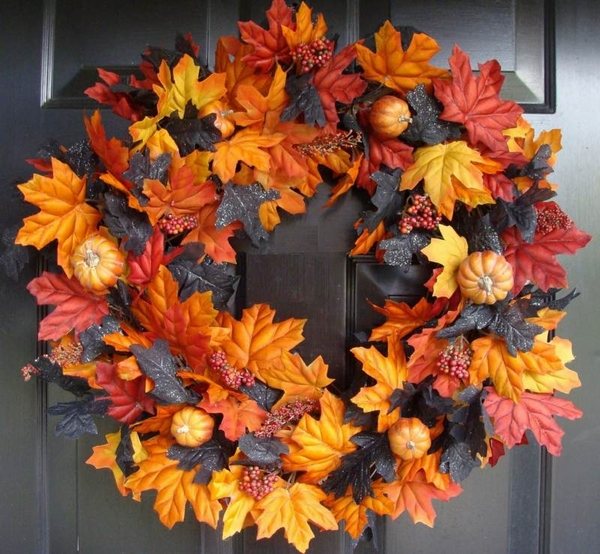 colorful autumn wreaths front door decoration ideas