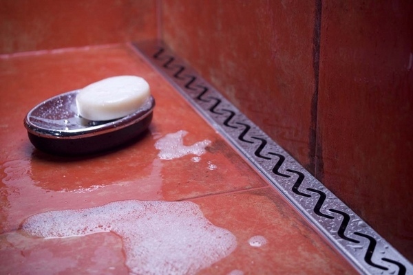 bathroom design ideas linear shower drain stainless steel grid