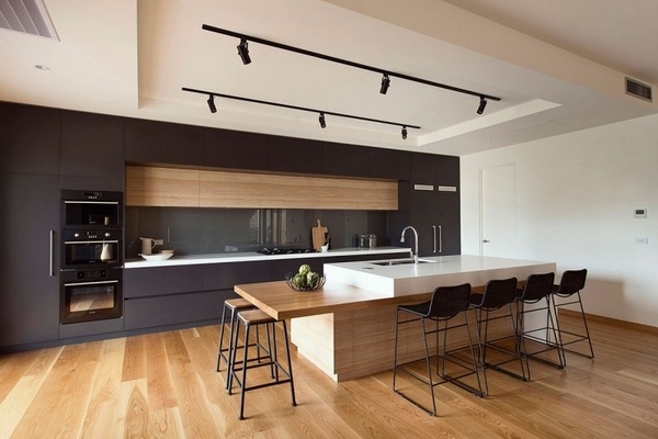 contemporary kitchen design ideas black cabinets wood kitchen island