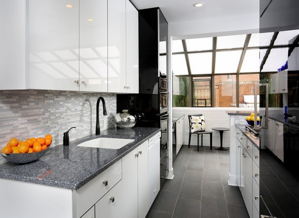 contemporary-kitchen-gray-granite-countertops-white-cabinets
