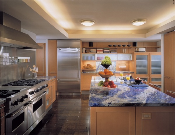 kitchen-wood-cabinets-blue-granite-countertop-kitchen-island-design