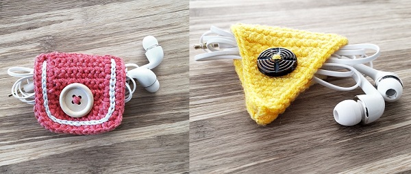  DIY crochet cord keeper headphones