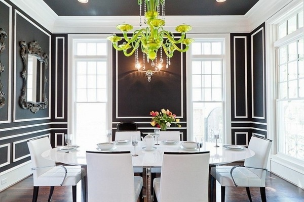 ceiling black wall paint white chairs