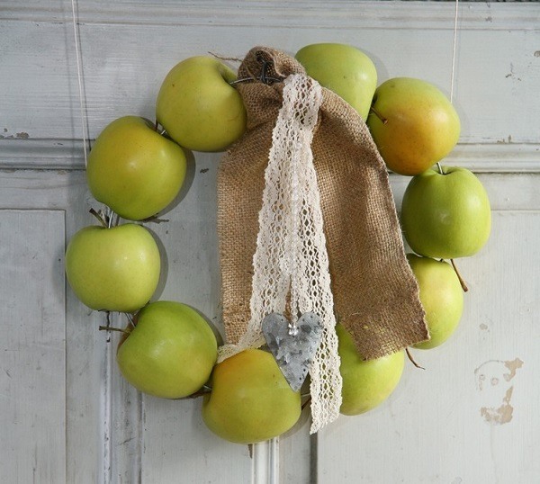 easy DIY decor green apples mesh lace
