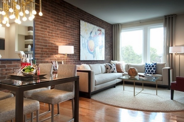 elegant-living-room-brick-wall-modern furniture neutral colors