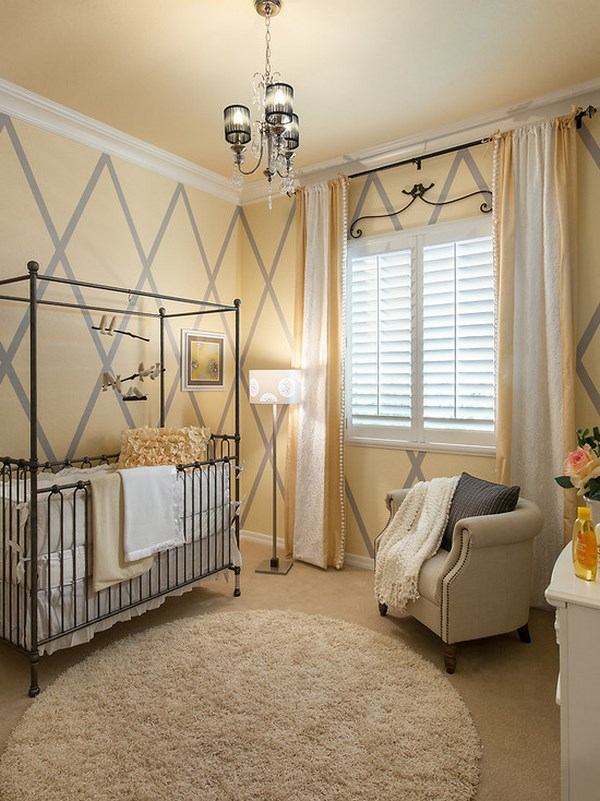 elegant nursery room beige wall color gray accents