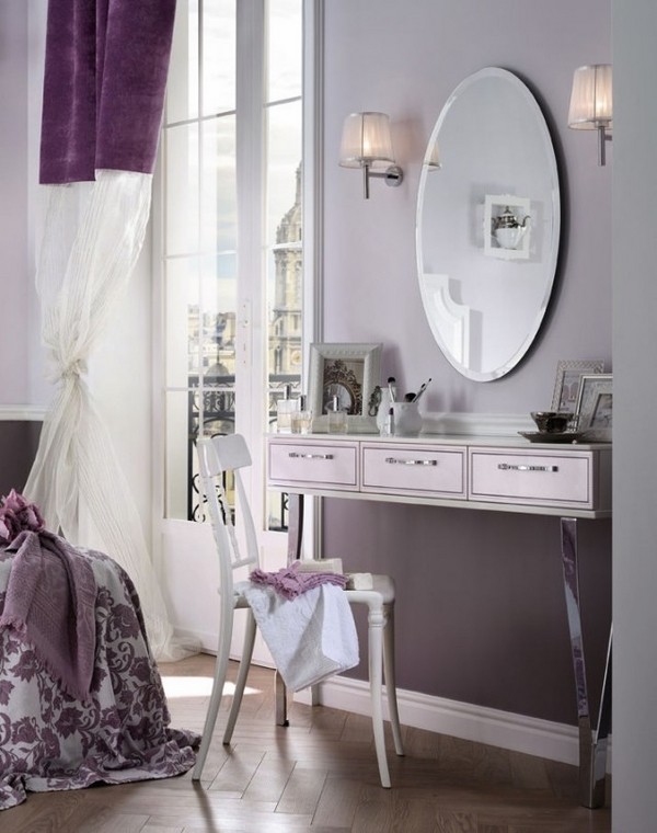 elegant vanity table design drawers wall mounted mirror