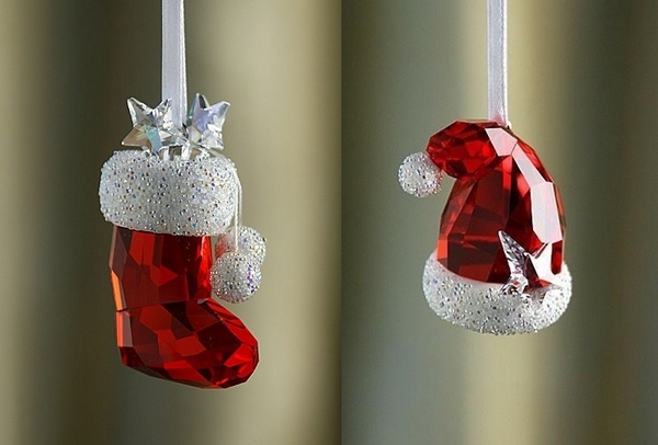 crystal Christmas-ornaments santa hat stocking