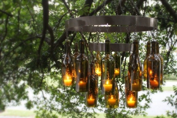 homemade light fixtures DIY garden lighting bottle chandelier