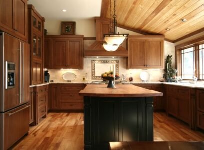 kitchen-remodel-ideas-craftsman-kitchen-hardwood-floor-black-kitchen-island-wood-countertop