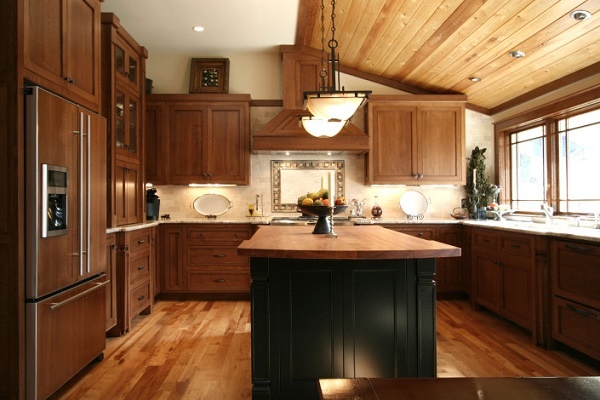 kitchen remodel ideas craftsman kitchen hardwood floor black kitchen island 